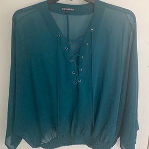 Jade Green Lace Up Top from Express